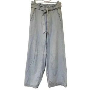 Banana Republic Women's Light Wash Cotton/Lyocell Belted High Rise Wide Leg Jean